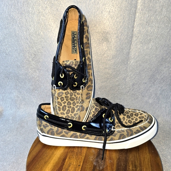 Sperry Shoes - Sperry Topsider Woman’s Leopard Animal Print Boat Shoes With Patent  6.5 Love